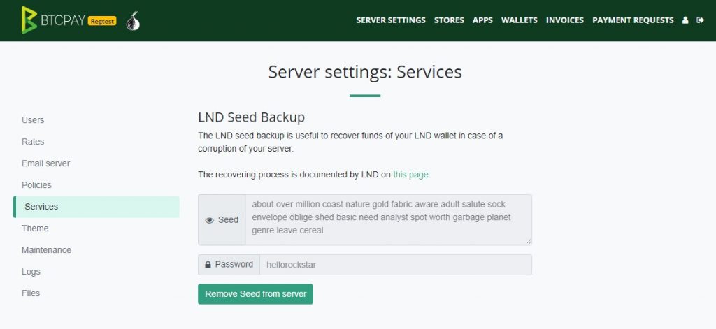 LND Seed Backup の例
