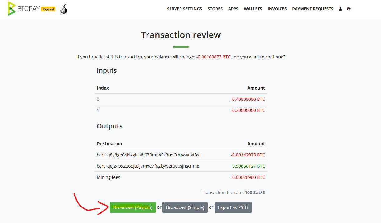 BTCPay Server で PayJoin を受け取る