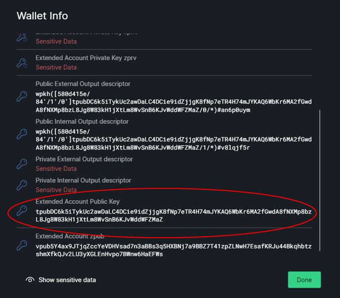 Wasabi Extended Account Public Key Wasabi Extended Account Public Key