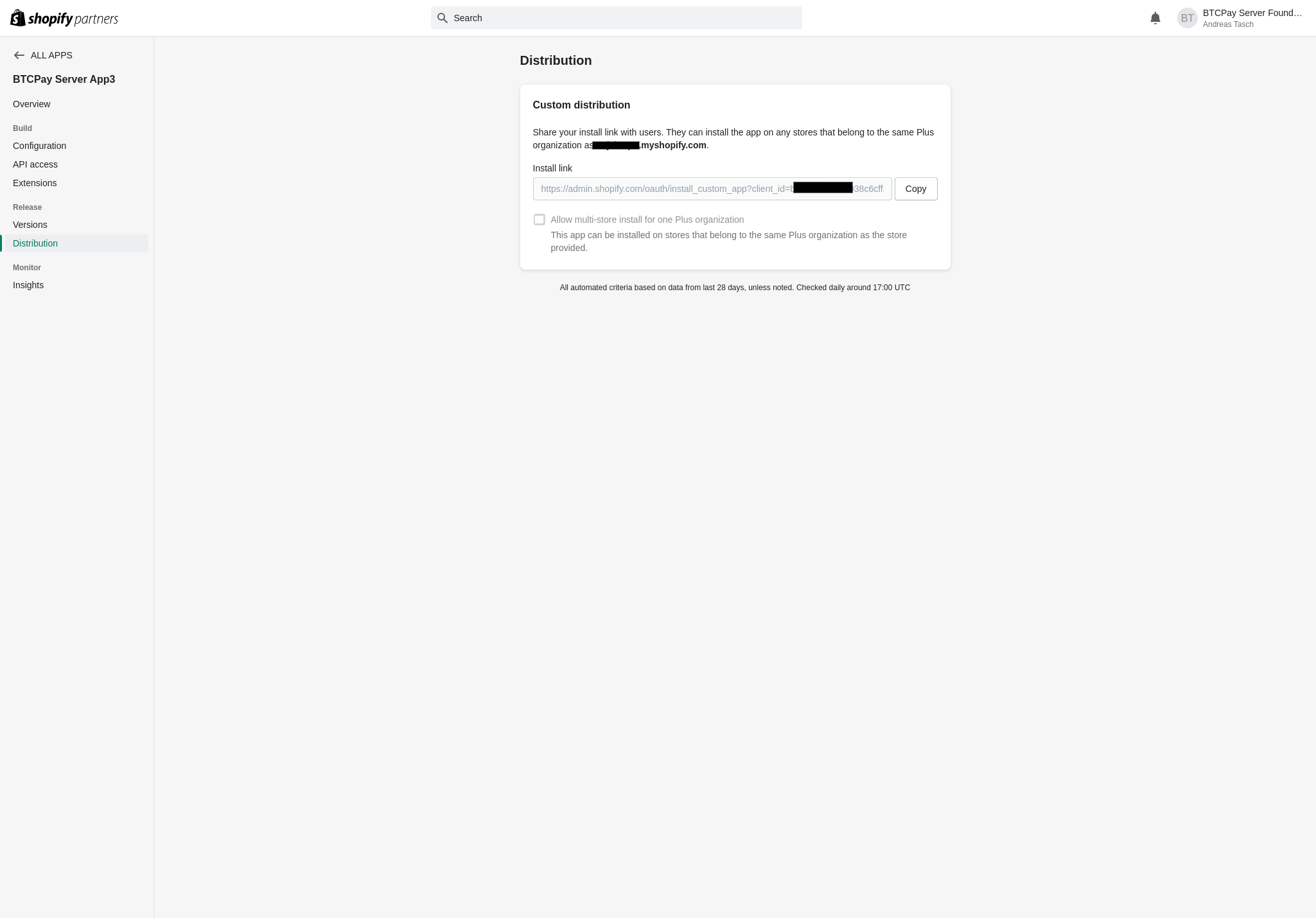 App install: link generated