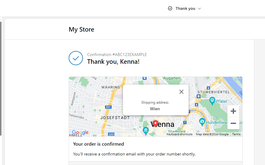 Store setup: thank you page