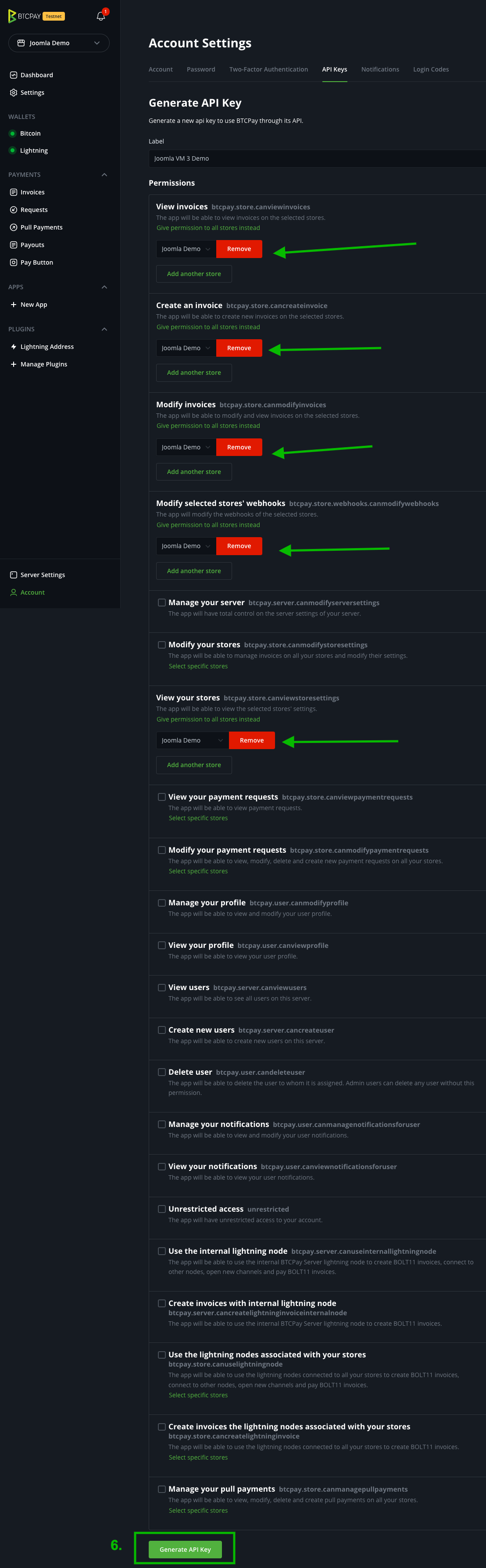 BTCPay Joomla VirtueMart: API Keys 保存 BTCPay Joomla VirtueMart: API Keys 保存