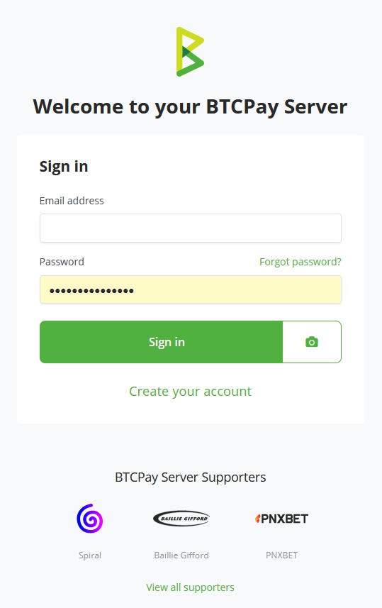 BTCPay WordPress V2: BTCPay Server へログイン