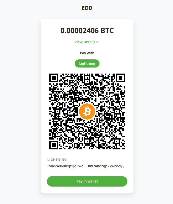 Bitcoin for EDD: Test purchase invoice