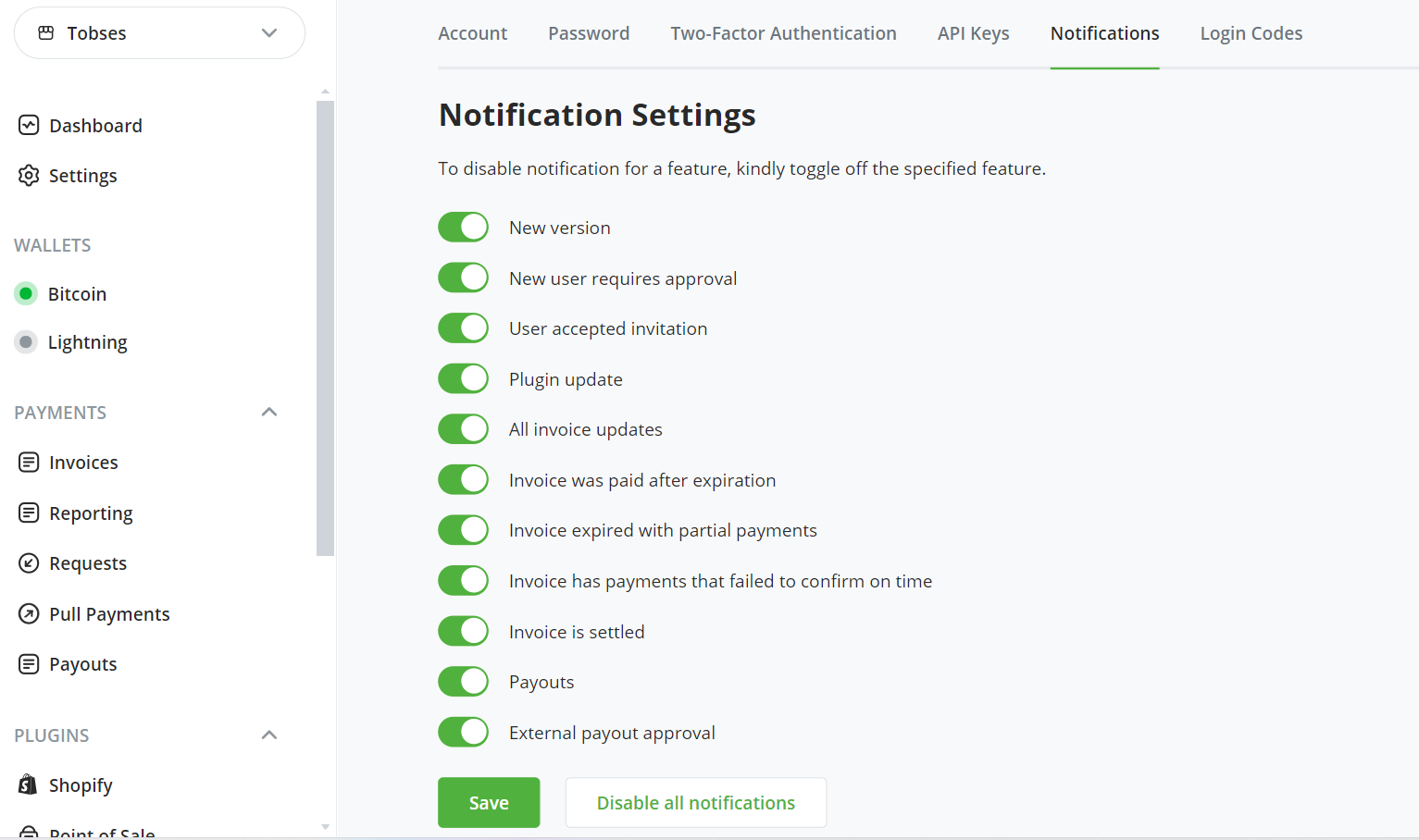 BTCPay 通知管理 BTCPay 通知管理
