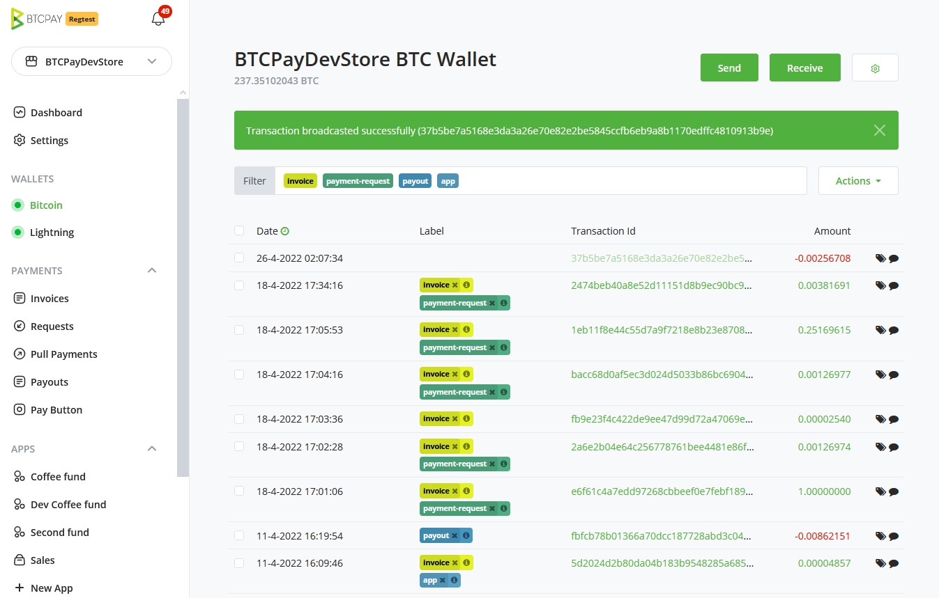 BTCPay Server ペイアウトタブ BTCPay Server ペイアウトタブ
